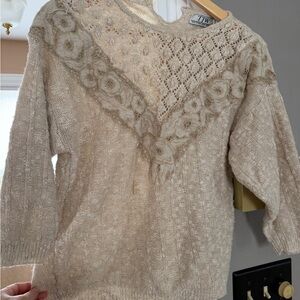 Elegant Beige Lace Sweater